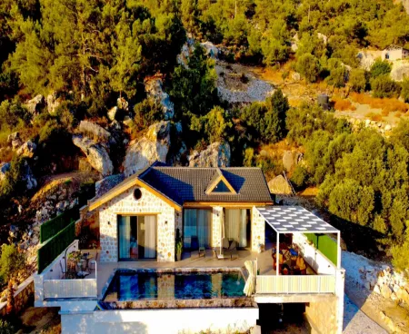 furnished stone structure villa for sale in kas